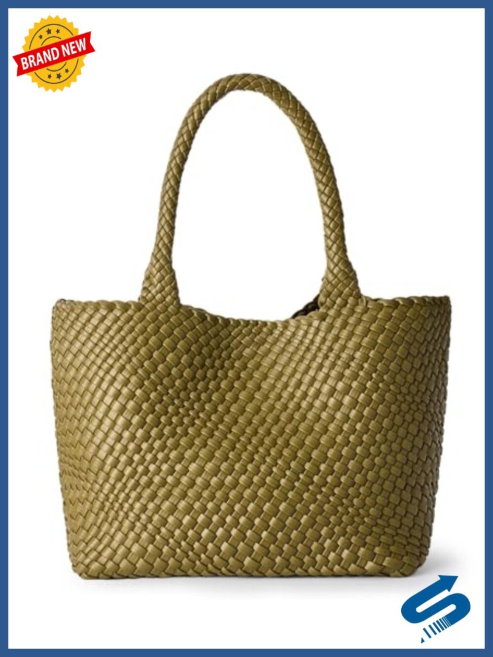 Hand-Woven Vegan Leather Top Handle Tote Bag, Large Capacity Shoulder Bag